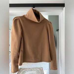Dudley Stephens Palmer Puff Sleeve Turtleneck in Camel